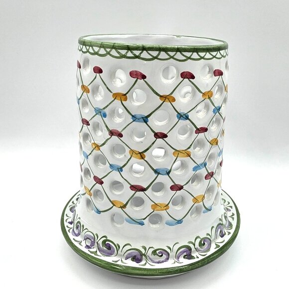 Hand Painted Taper Candle Holder R.C. & Cal Juncal Porto da Mos Ceramic Portugal - Picture 3 of 10